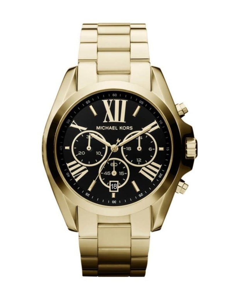 Kinderdag Sturen Lee Michael Korse MK 5739 horloge dames staal goldplated chrono met zwarte  wijzerplaat - Blinckers Jewels & Watches