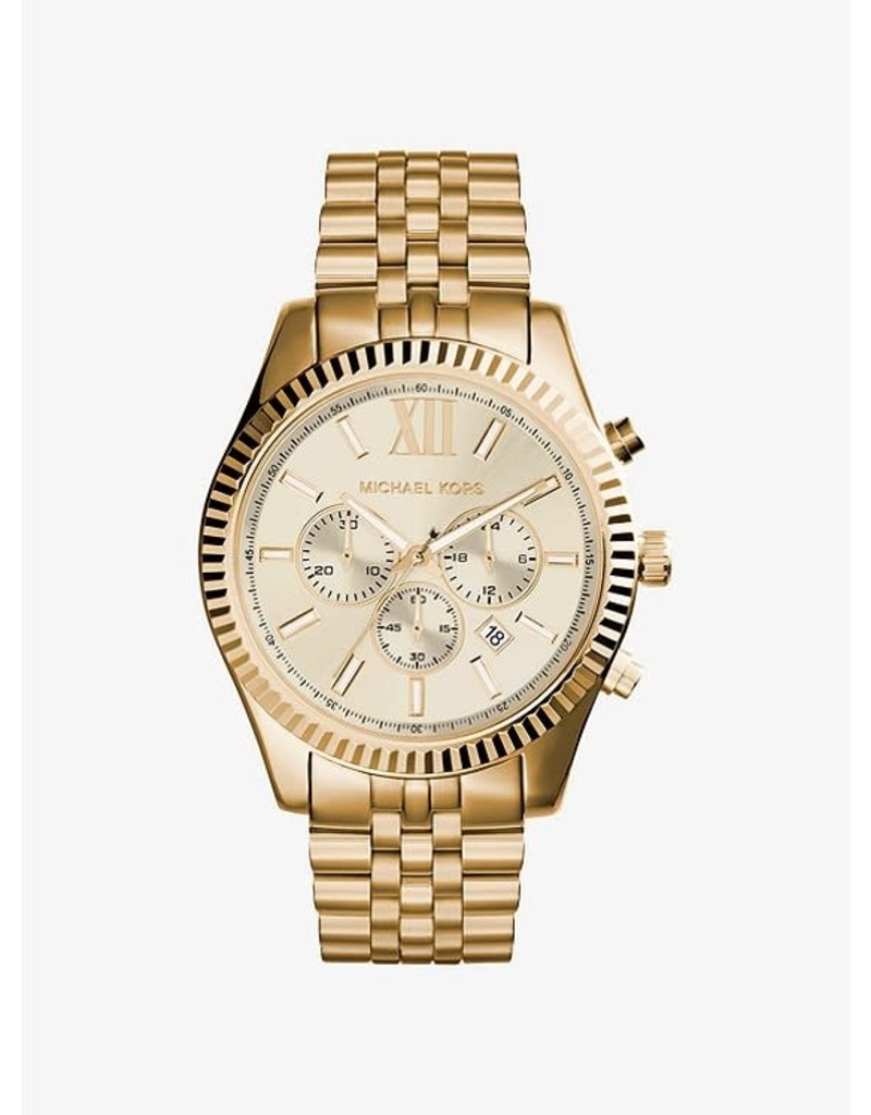 Michael Korse MK 8281 horloge dames chronograaf goldplated - Blinckers & Watches