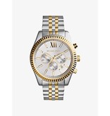 Michael Kors Michael Kors MK8344 horloge dames staal bi-color chrono met witte wijzerplaat en gouden accenten