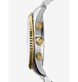 Michael Kors Michael Kors MK8344 horloge dames staal bi-color chrono met witte wijzerplaat en gouden accenten