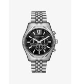 Michael Kors MK8602 horloge staal chronograaf met zwarte wijzerplaat en stalen accenten