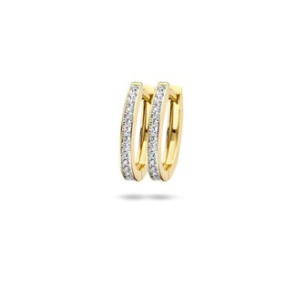 Blush Blush Oorbellen 7234BZI 14k Geelgoud Ovaal gezet met Briljant geslepen Zirkonia 1.9mm x 15.4mm