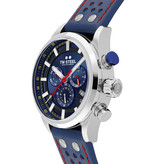 TW Steel TW Steel Horloge Heren SVS206 Staal 48mm met Blauwe Wijzerplaat en Blauw Leren Horlogeband