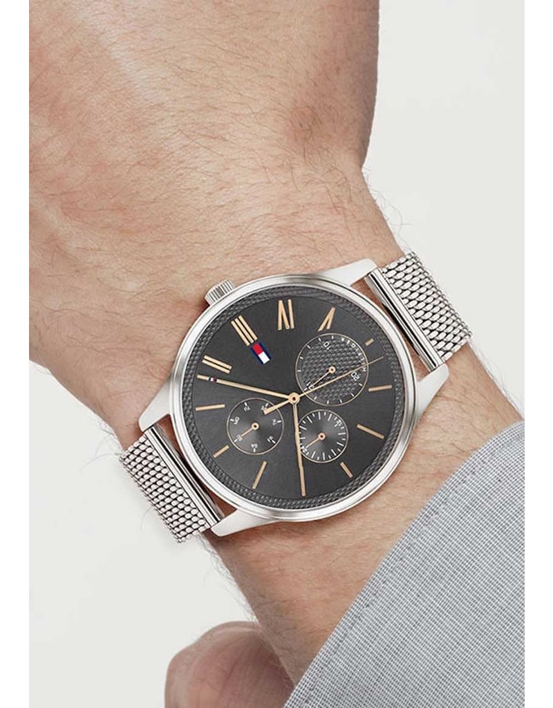 Tommy Hilfiger Heren Horloge TH1791846 Staal Quartz met Zwarte Wijzerplaat