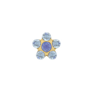 Tiny Tips Tiny Tips Kinder Oorbellen TT-6399 Allergie Vrij Staal met Geelgouden Plating en Blauwe Zirkonia