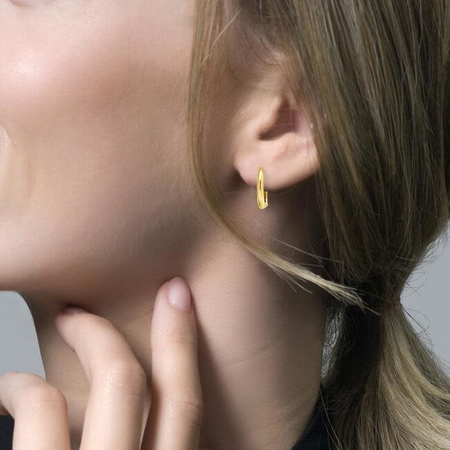 Blush Blush Oorbellen 7217YGO 14k Geelgoud Glad Ovaal 2mm x 14mm