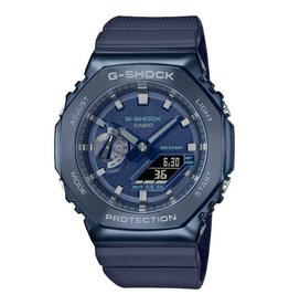 Casio-G Shock G-Shock GM-2100N-2AER heren horloge anadigi Blauw staal plated kast met rubber band