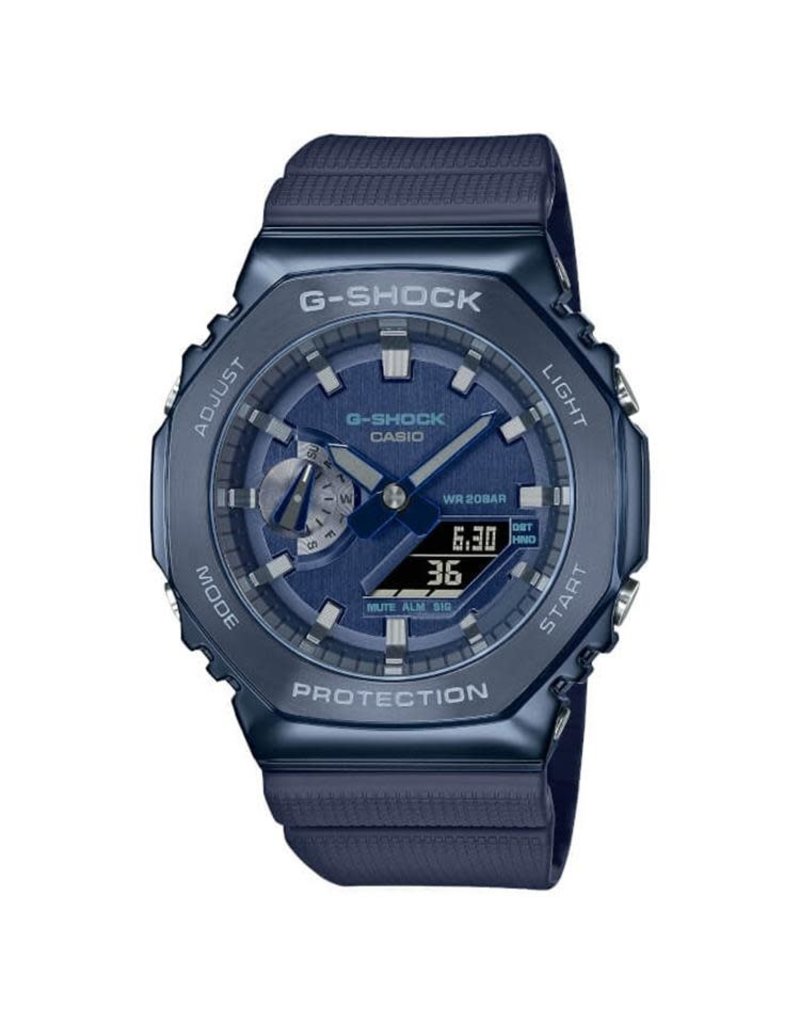 Casio-G Shock G-Shock GM-2100N-2AER heren horloge anadigi Blauw staal plated kast met rubber band