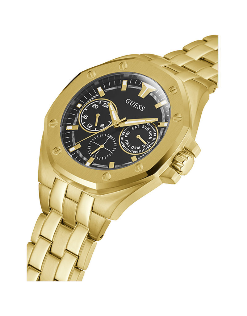 Guess GW0278G2 horloge heren chronograaf staal goldplated met zwarte  wijzerplaat - Blinckers Jewels \u0026 Watches