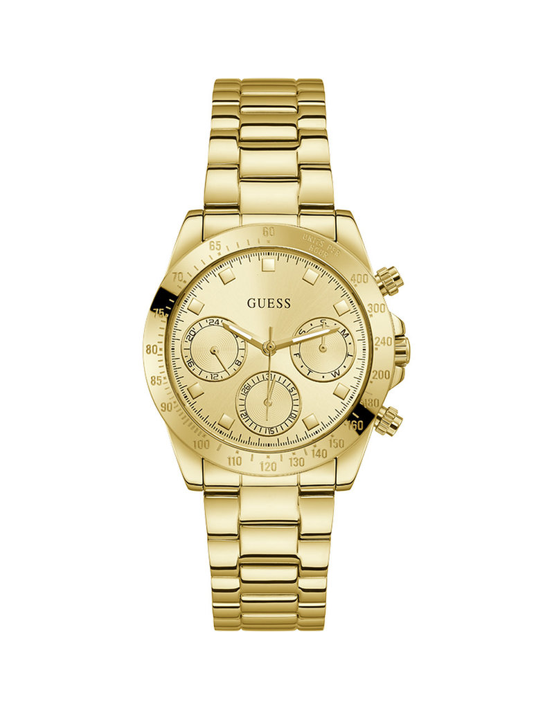 Guess Guess Dames Horloge GW00314L2 Staal met Geelgouden Plating Quartz Chronograaf met Gouden Wijzerplaat