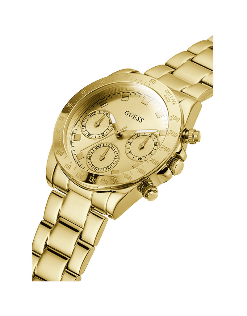 Guess Guess Dames Horloge GW00314L2 Staal met Geelgouden Plating Quartz Chronograaf met Gouden Wijzerplaat