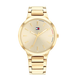 Tommy Hilfiger Tommy Hilfiger TH1782402 horloge dames staal 36 mm goldplated uit de Bella collectie met gouden wijzerplaat.