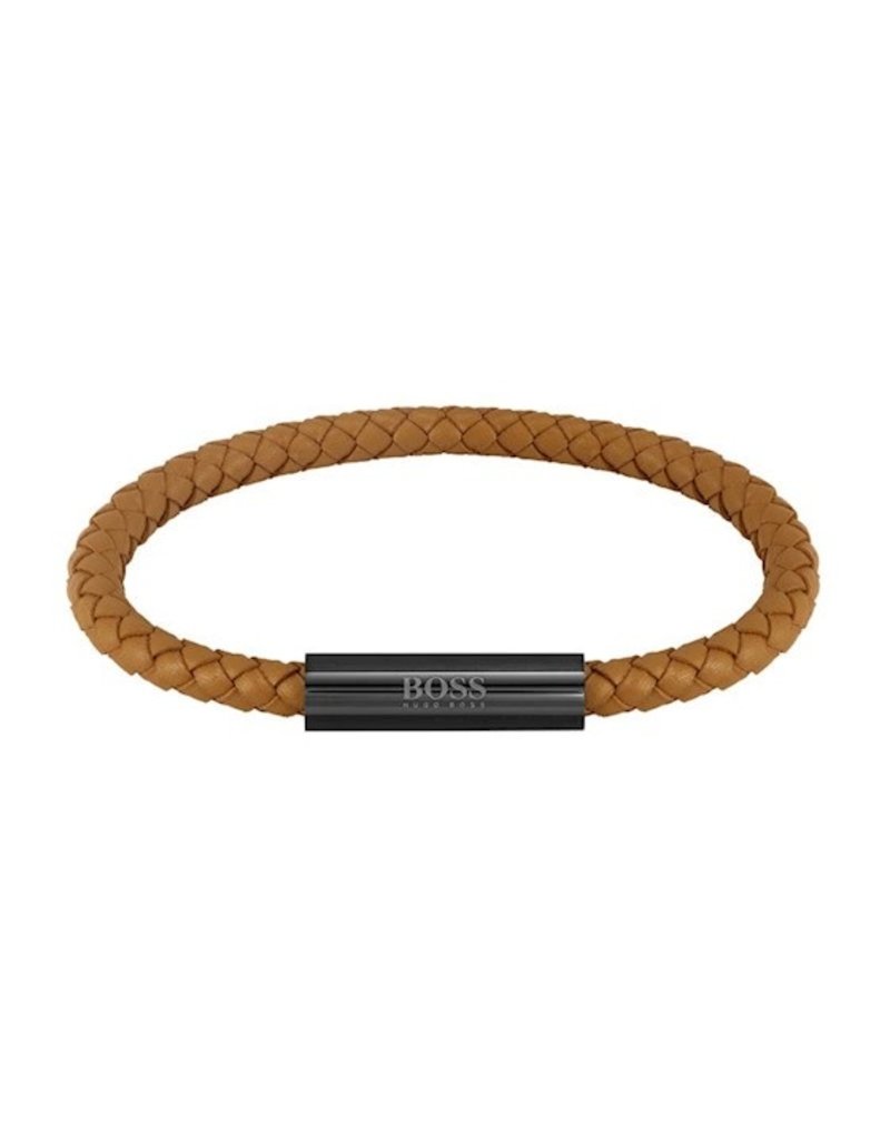 BOSS BOSS Armband Heren HBJ1580153 Leer Camel Bruin met Zwarte Sluiting