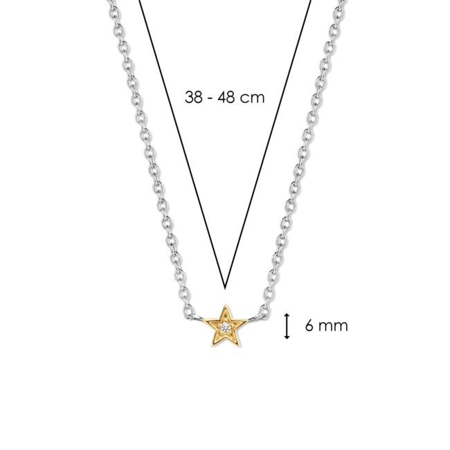 Ti Sento Milano Ti Sento Collier 3976ZY/42 Collier zilver met bedel ster met zirkonia