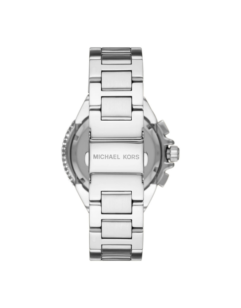 Michael Korse MK6993 horloge staal met stalen band witte wijzerplaat met  romeinse cijfers en gezette zirconia's op de bezel - Blinckers Jewels \u0026  Watches