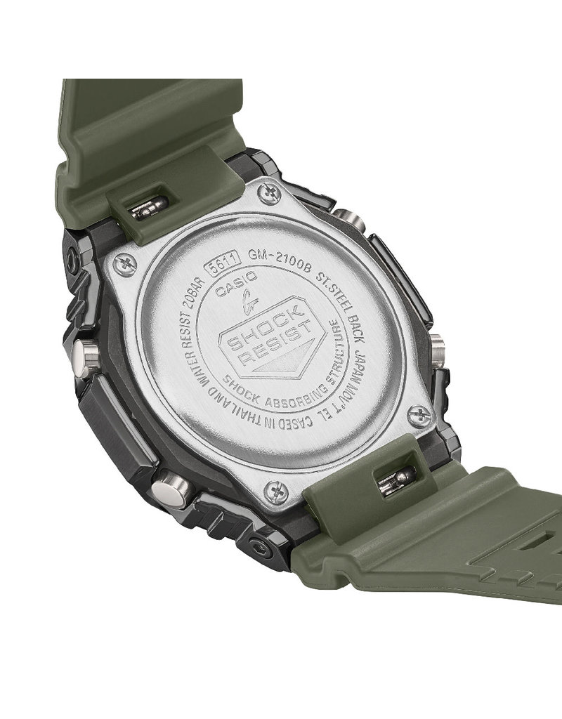 Casio G-Shock CASIO G-Shock GM-2100B-3AER horloge heren anadigi stalen gun metal plated kast en army groen kunstof band