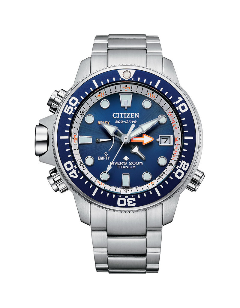 Citizen Citizen BN 041-81L duik horloge staal met stalen band en blauwe wijzerplaat en bezel