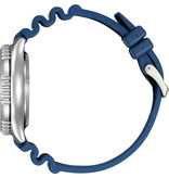 Citizen Citizen NY0141-10LE duik horloge staal met blauwe wijzerplaat, bezel en rubber band.