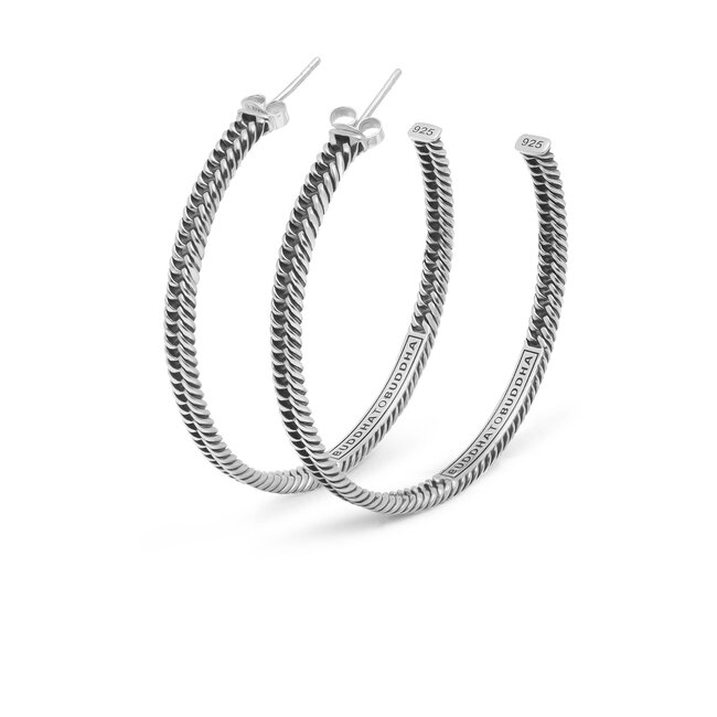 Buddha to Buddha Buddha to Buddha Oorbellen 445  Chain Hoop Zilver Per Paar
