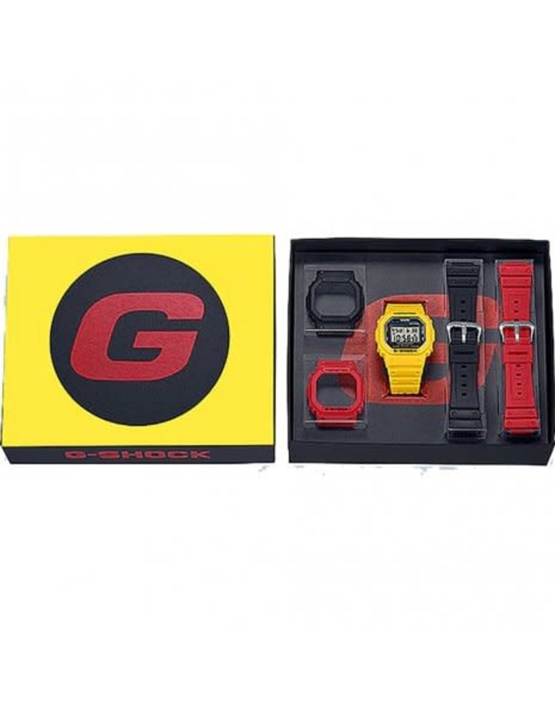 Casio DWE-5600R-9ER horloge digitaal verwisselbaar naar geel, zwart of rood  door verwisselbare covers - Blinckers Jewels \u0026 Watches
