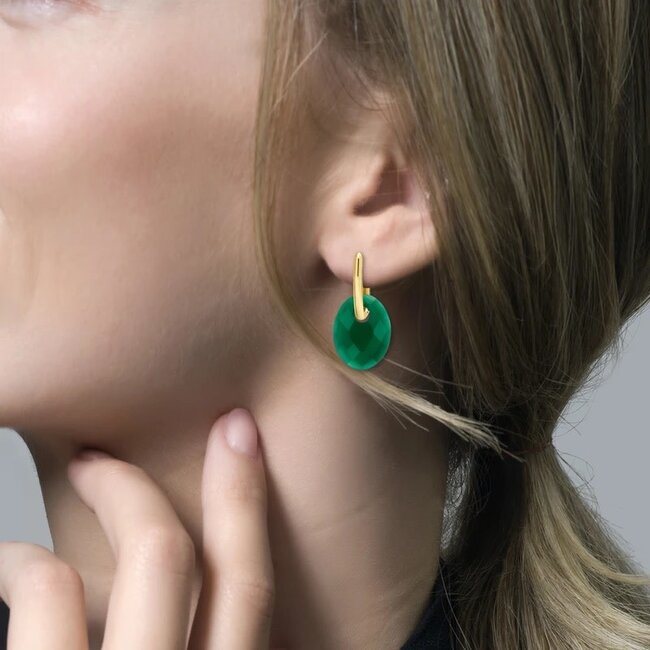 Blush Blush Oorbedels 810GAGO Medium Groene Agaat Ovaal 12mm x 20mm