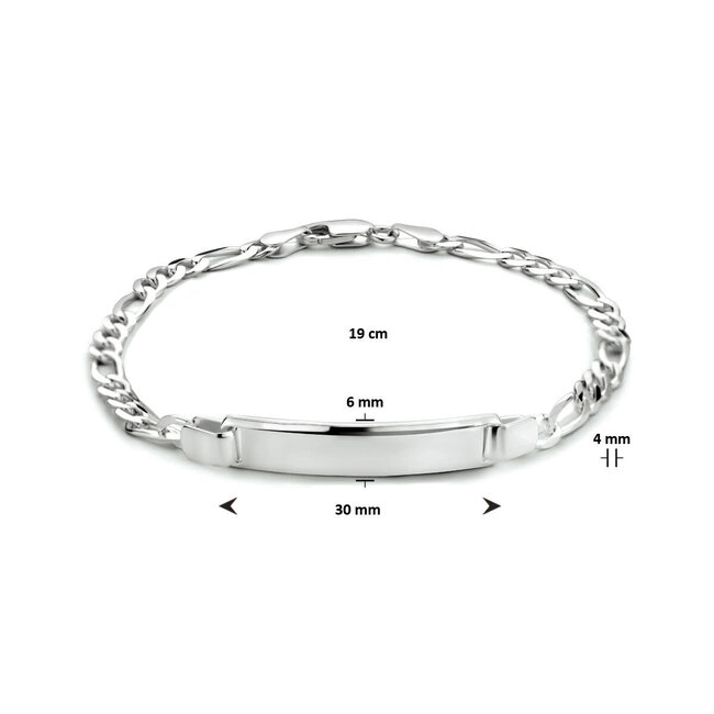 Blinckers Jewellery Huiscollectie BJ Armband 10.21738 Zilver Plaat Graveerbaar 19cm
