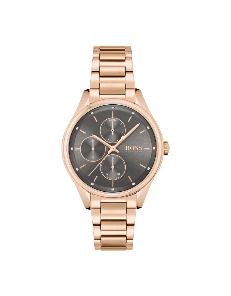 BOSS BOSS Horloge Dames HB 1502603 Staal Rosé Plated Wijzerplaat Bruin