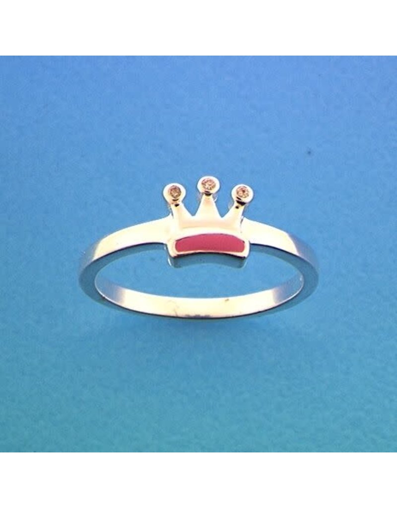 Blinckers Jewelry Huiscollectie BJ 13.22485 Kinder ring kroon roze mt 15.5