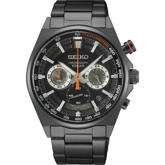 Seiko Seiko Horloge SSB399P1 Staal met Gun Metal Coating Quartz Chronograaf 100m Waterdicht
