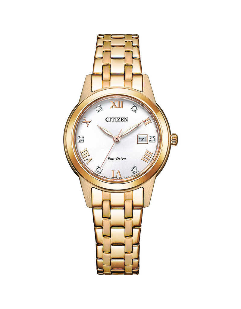 Citizen Citizen FE1243-83A horloge dames eco-drive  staal rose plated met mother of pearl wijzerplaat