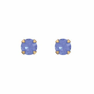 Tiny Tips Tiny Tips Kinder Oorbellen TT-109 Allergie Vrij Staal met Geelgouden Platig en Blauwe Zirkonia
