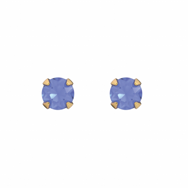 Tiny Tips Tiny Tips Kinder Oorbellen TT-109 Allergie Vrij Staal met Geelgouden Platig en Blauwe Zirkonia