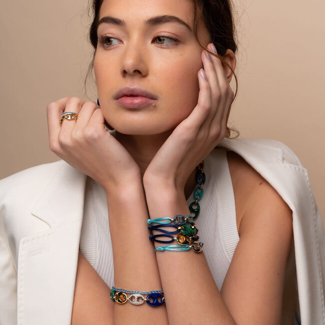 Ti Sento Milano Ti Sento Ring 12256SY/54 zilver schakel ring bicolor goldplated