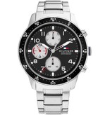 Tommy Hilfiger Tommy Hilfiger TH1791950 horloge heren staal chronograaf met stalen band en zwarte wijzerplaat