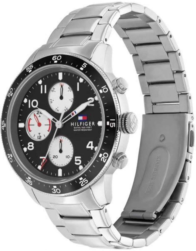 Tommy Hilfiger Tommy Hilfiger TH1791950 horloge heren staal chronograaf met stalen band en zwarte wijzerplaat