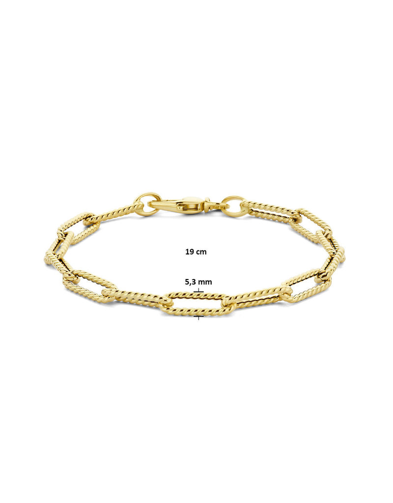 Blinckers Jewelry Huiscollectie BJ4025194 armband dames 14 k goud met bewerkte colsed forever schakel in 19 cm breedte schakel 5.3 mm