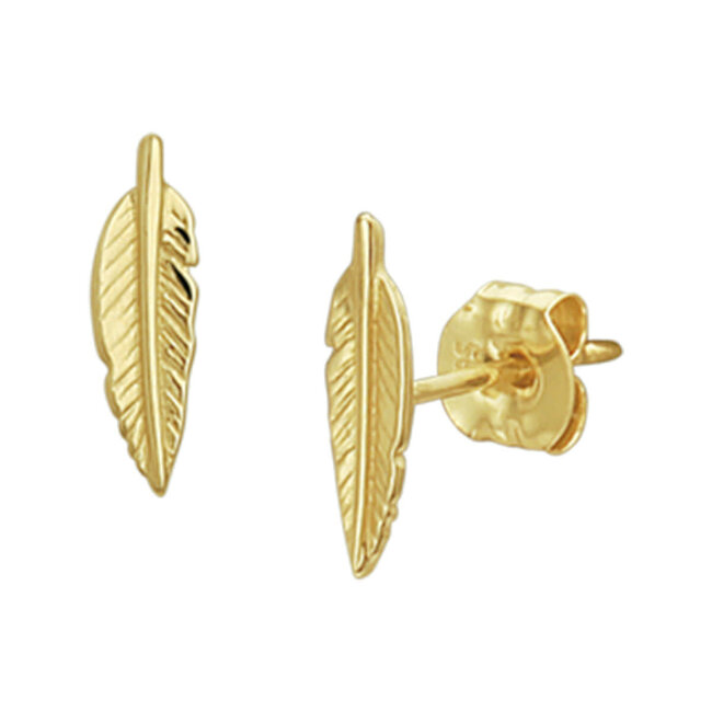 Blinckers Jewellery Huiscollectie BJ Oorbellen 40.19482 14k Geelgoud Oorknoppen Veer 3x9,5mm