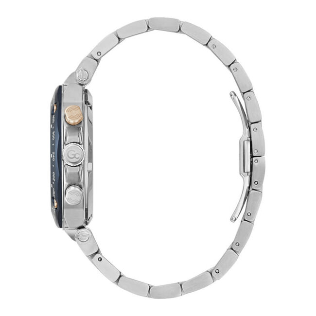 GC GC Horloge Y81003G7MF Staal Bi-color Quartz Swiss Made Chronograaf met Blauww Wijzerplaat