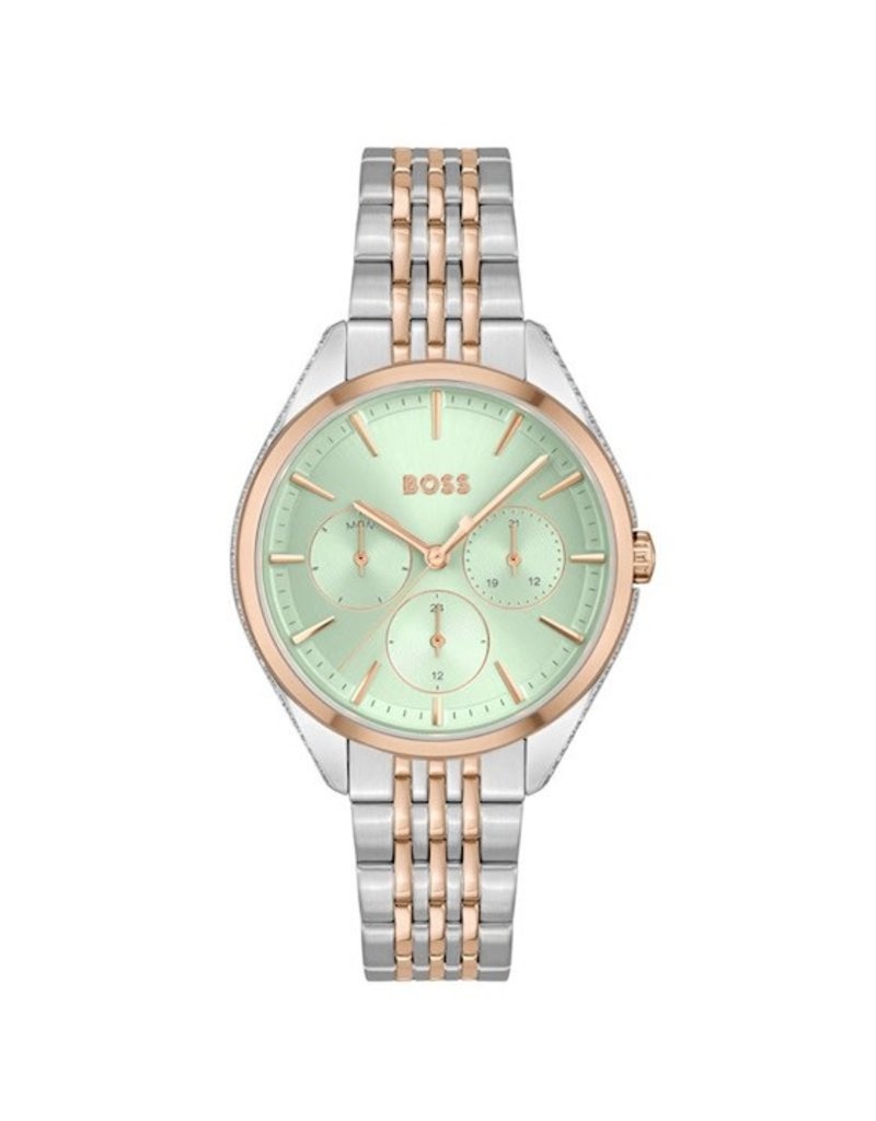 BOSS BOSS Horloges Dames HB1502641 Staal Bi-Color Chronograaf met Mint Groene Wijzerplaat