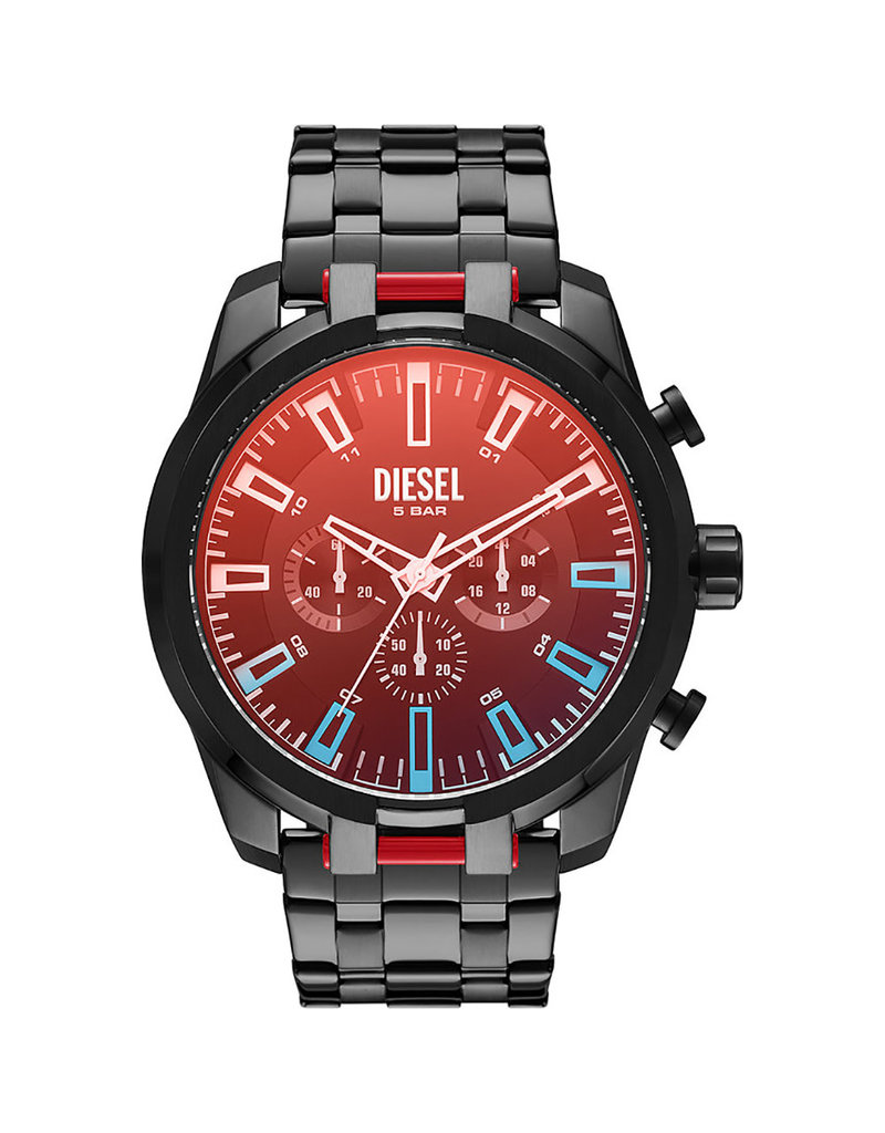 Diesel DZ4589 horloge heren staal 51 mm zwart plated met stalen band en oiled glas