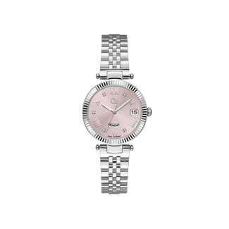 GC GC Horloge Z01001L3MF Staal Quartz Swiss Made met Roze Wijzerplaat
