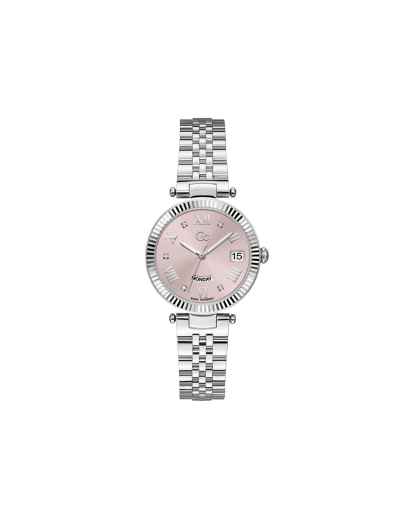 GC GC Dames Horloge Z01001L3MF Staal Swiss Made Quartz met Roze Wijzerplaat