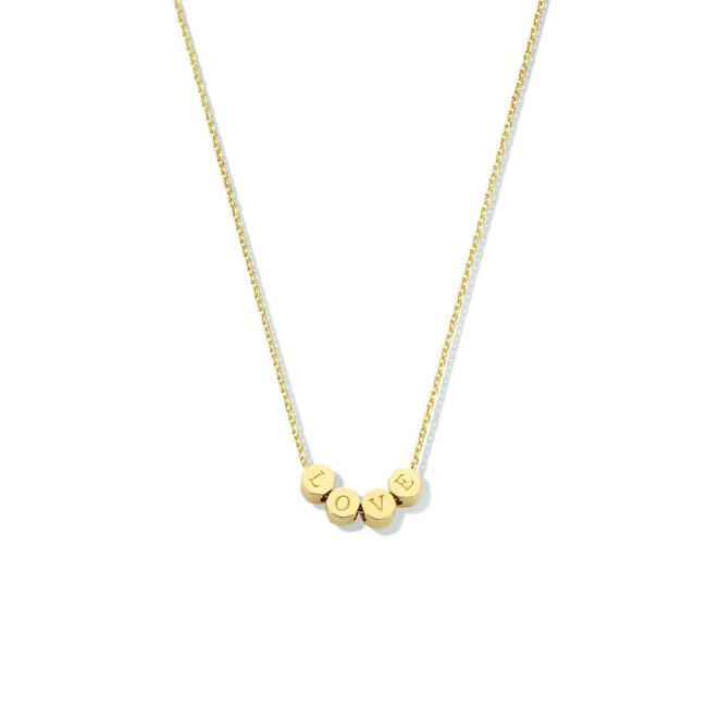 The House Of Blinckers THOB Collier 40.24414 14k Geelgoud met 4 Bolletjes en LOVE 40-44cm