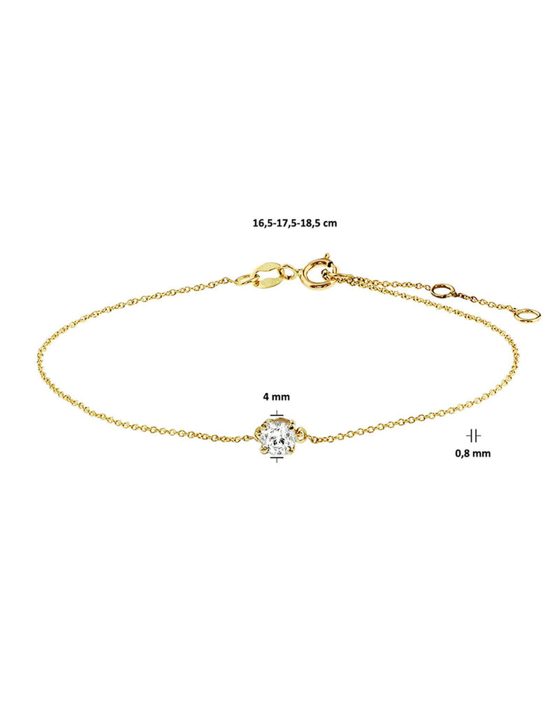 Blinckers Jewelry Huiscollectie BJ 4022742 armband dames in 14k goud met briljant geslepen zirkonia verstelbaar van 16 tot 18 cm