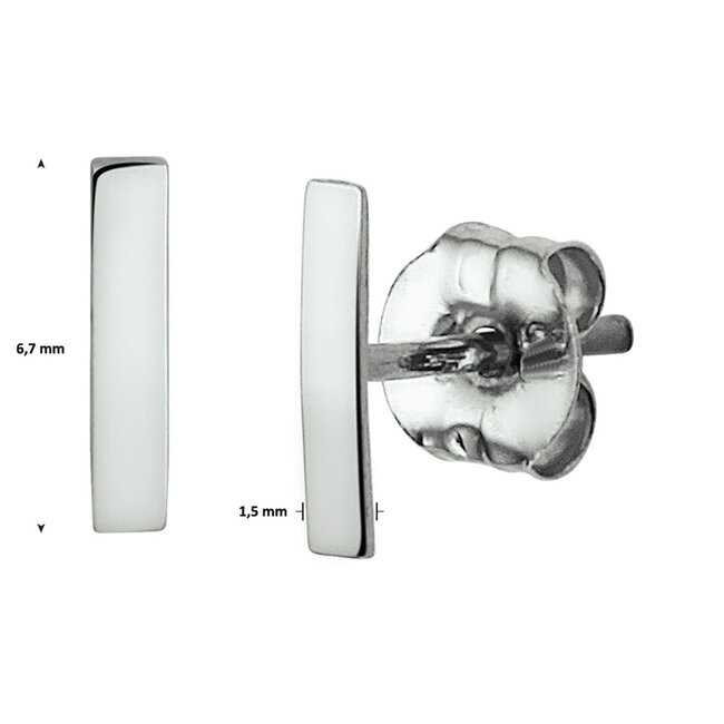 Blinckers Jewellery Huiscollectie BJ Oorbellen 41.05373 14 k Witgoud Staafjes