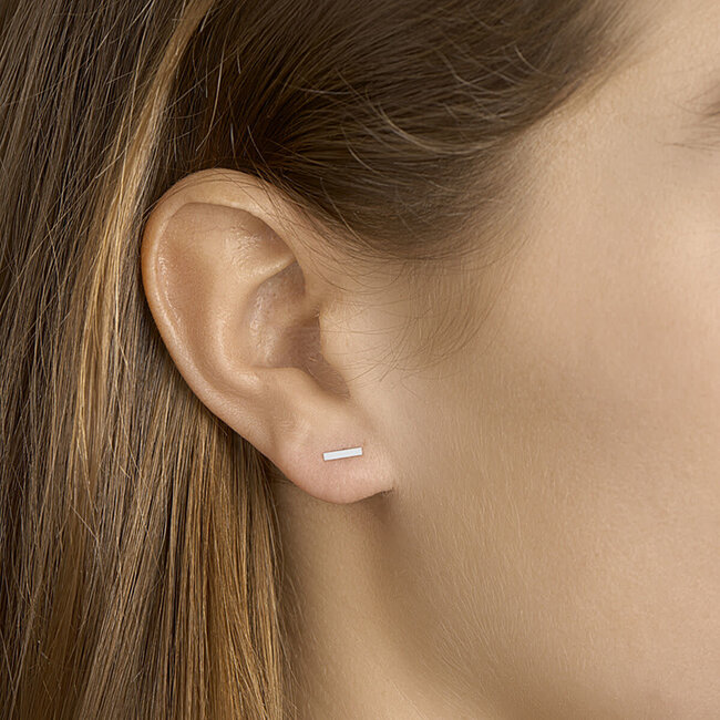 Blinckers Jewellery Huiscollectie BJ Oorbellen 41.05373 14 k Witgoud Staafjes