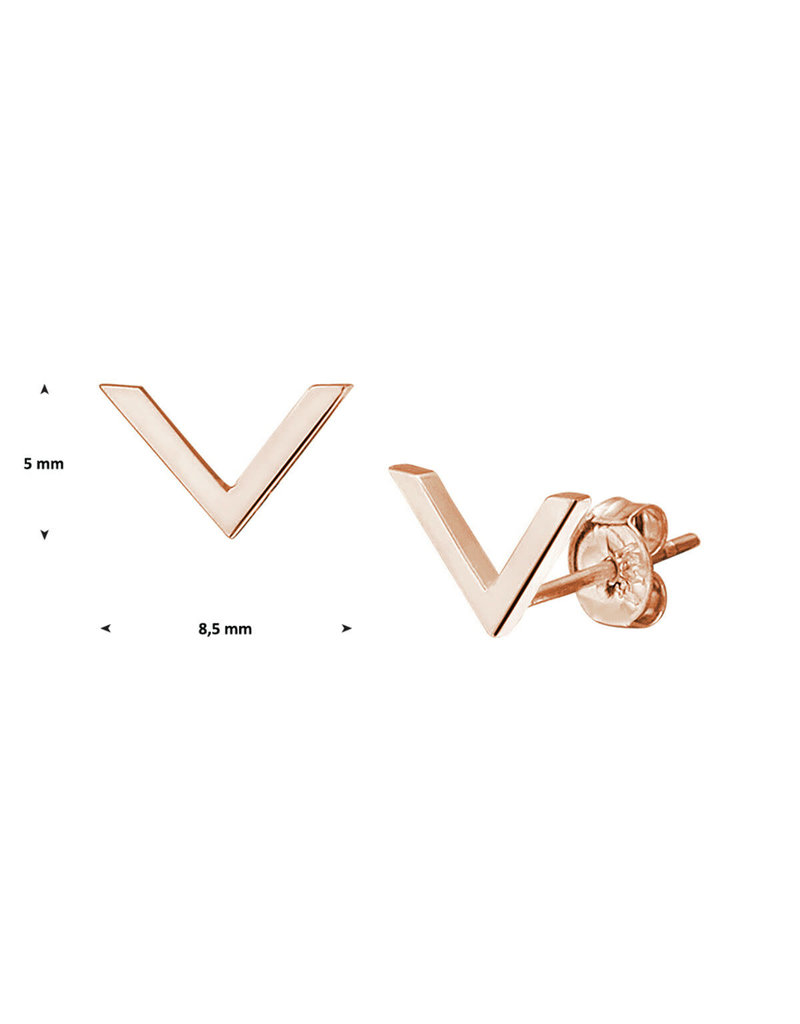 Blinckers Jewelry Huiscollectie BJ 4401237oorstekers in 14k rosé goud symbool V