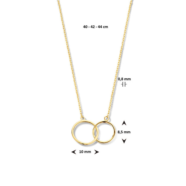 Blinckers Jewellery Huiscollectie BJ Collier 40.22748 14k Geelgoud Dubbele Cirkel 0,8mm 40-44cm
