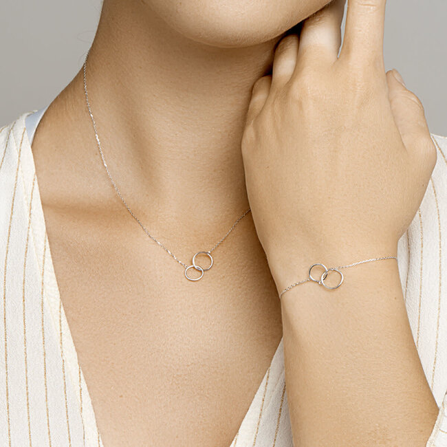 Blinckers Jewellery Huiscollectie BJ Collier 41.05386 14k Witgoud Dubbele Cirkel 0,8mm 40-44cm