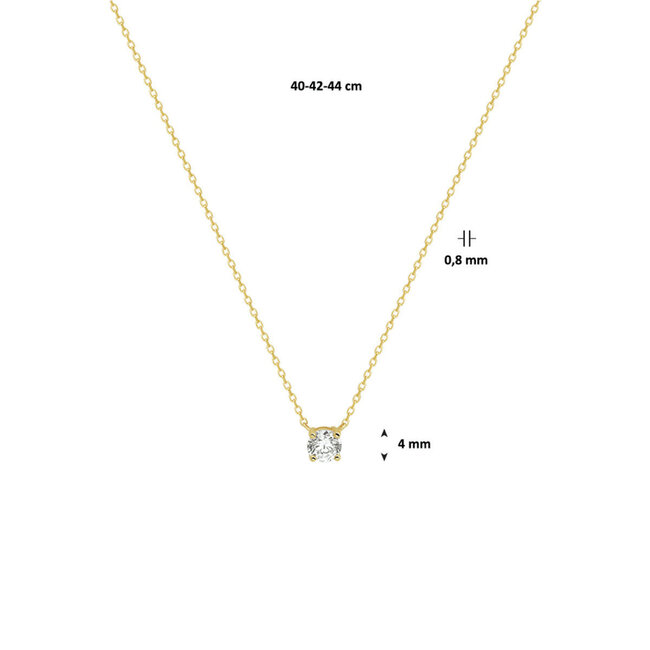 Blinckers Jewellery Huiscollectie BJ Collier 40.22750 14k Geelgoud Zirkonia Hanger 0,8mm 40-44cm